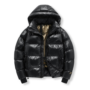 
Large size black gold cotton coat men's high-end ultra-thick cotton coat couple cotton coat hooded cold-proof clothing thickened warm trendy coat
