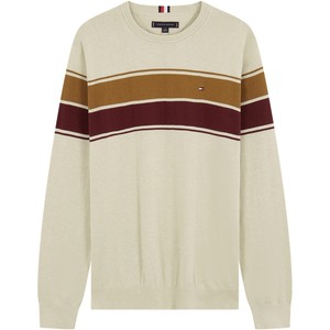 [Contrast Color Stripes] Tommy26 early spring new men's pure cotton casual college style round neck sweater