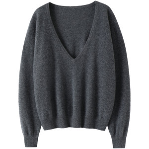
Qichao adheres to the concept! 100% pure cashmere sweater women's cashmere sweater deep V-neck long-sleeved knitted top autumn and winter