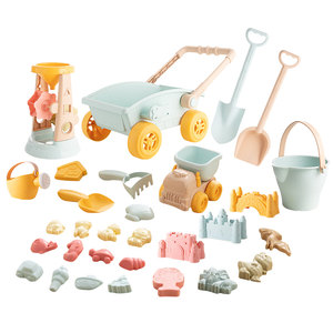 Children's beach toy baby plays sand digging sand digging shovel, shovel bucket digging soil digging tool set Sand pond cart