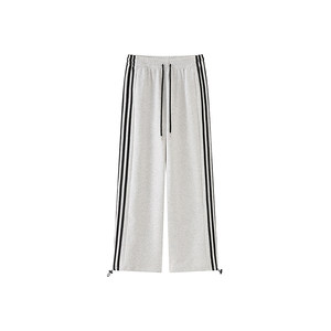 
Gray and white striped sweatpants for women in autumn and winter new style fat sister mm high waist loose slimming wide leg casual sweatpants trendy