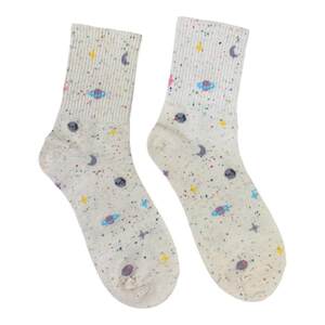 
South Korea's Dongdaemun spring and summer new women's socks street cartoon starry sky dotted sand waist sports socks planet mid-tube socks thin