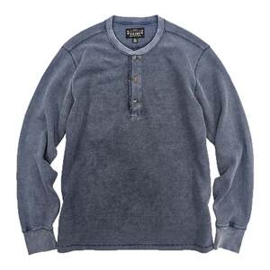 
Silibu American retro waffle Henry neck long-sleeved T-shirt men's Ami Kaji old inner base shirt