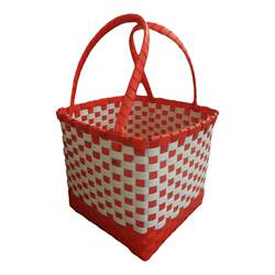 Square basket, rattan basket, blue rice dumpling, new pure hand-woven environmentally friendly plastic fruit basket, egg basket, picnic to catch the sea