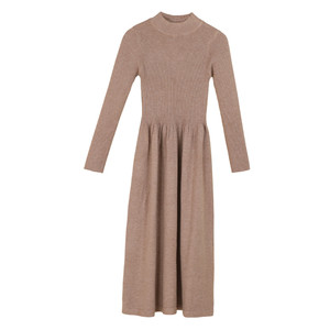 
2026 Double-layer collar high-end long knitted dress with coat autumn and winter women's over-the-knee sweater dress A-line skirt