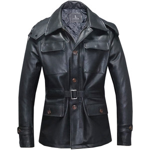 No water dyeing small tire leather leather leather coat men's body removed and unloaded multi -pocket hunting clothing lapel jacket coat
