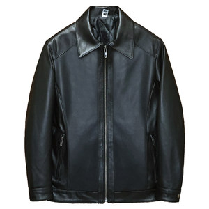Soft head layer cotton leather leather coat male plus long lapel leisure simplicity Nie overcome jacket jacket Gan
