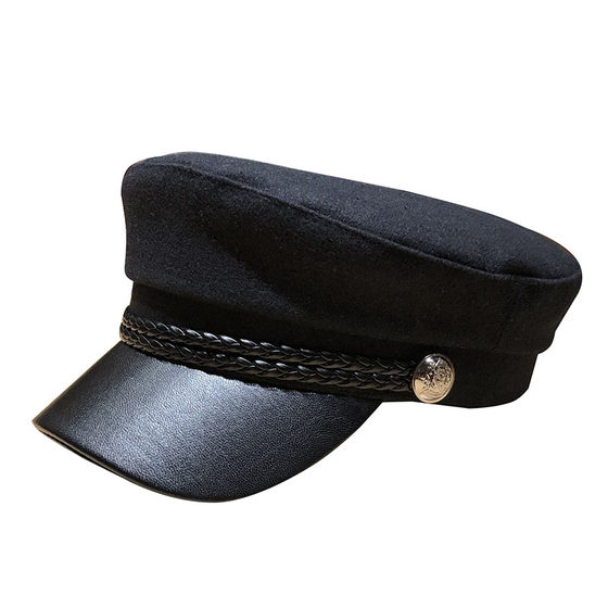 
The same style as the internet celebrity in autumn and winter, flat top baseball hat for women, fashionable and versatile Korean style trendy leather brim newspaper beret hat