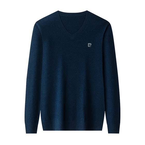 Pierre Cardin genuine high-end cashmere sweater men's winter thickened V-neck sweater middle-aged knitted bottoming woolen sweater