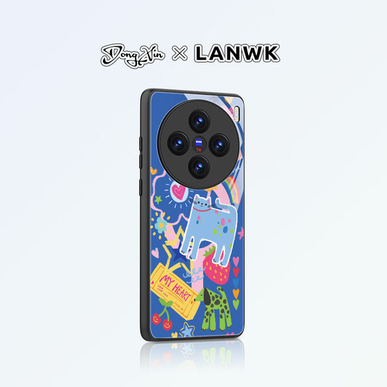 LANWK适用于vivoX100手机壳新款高端S18pro创意玻璃iQOO12por可爱镜头全包100防摔个性奇思妙想保护套iq卡通