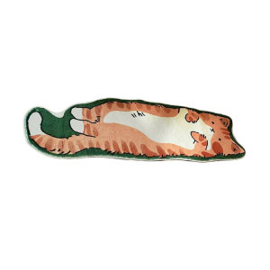 
Cute orange cat-shaped bedroom carpet, cartoon cute cat bedside blanket, home living room long floor mat
