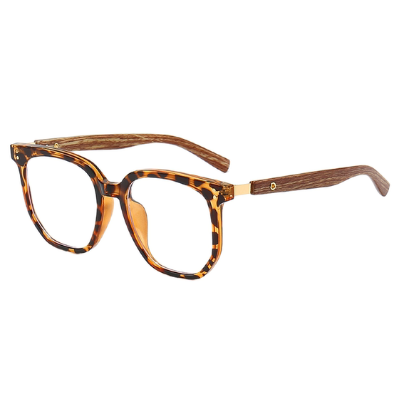 
Retro literary tortoise shell frame wood grain legs TR90 anti-blue light glasses lightweight large frame polygonal plain glasses frame
