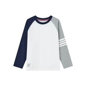 
Duojia boys long-sleeved T-shirt pure cotton contrasting raglan sleeve children's tops 2026 new versatile boys spring clothing