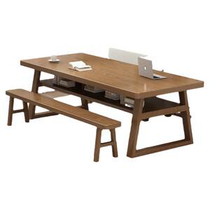 
Nordic full solid wood home living room large long desk double-layer computer desk study desk writing desk office desk large table table