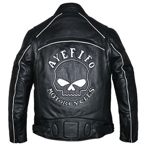 Head layer sheep cowhide leather jacket for men's slim fit short style youth standing neck motorcycle suit with cotton jacket Ning