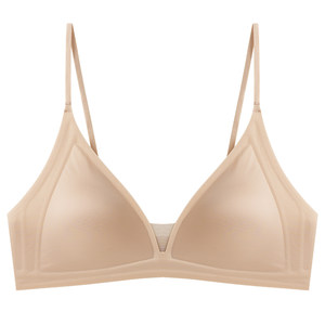 
Liquid foundation underwear for women, summer thin, traceless invisible small breasts, comfortable and non-empty cup, thin shoulder straps, French triangle cup bra