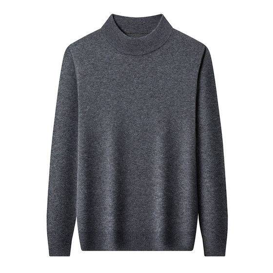 
2025 winter new thickened half turtleneck 100% pure cashmere sweater men's knitted base warm men's sweater