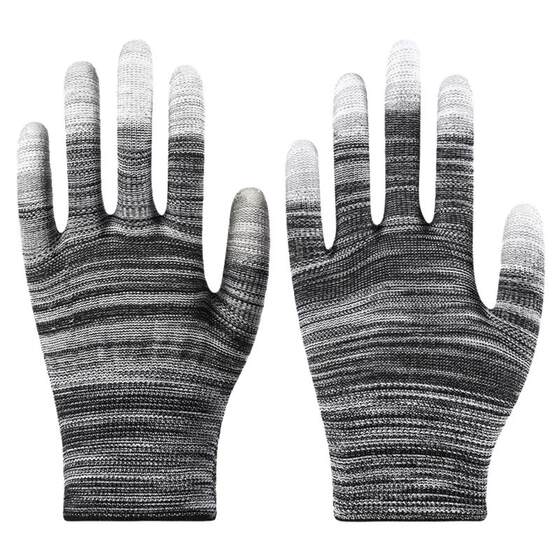 
Thin PU coated finger-coated palm non-slip wear-resistant nylon coated breathable work packaging anti-static labor protection gloves for men and women