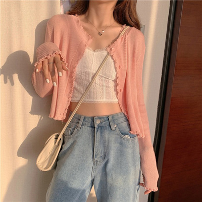 taobao agent Thin autumn cardigan, jacket, plus size, 2022 collection, long sleeve, UV protection