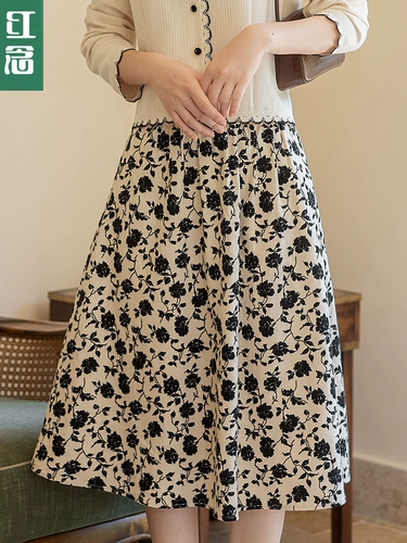 Приталенная длинная осенняя длинная юбка, из хлопка и льна, средней длины, коллекция 2022, А-силуэт, яркий броский стиль