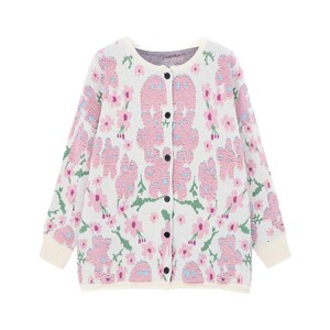 
Basic House/Baijiahao Heavy Industry Contrast Color Jacquard Sweater Cardigan 2026 Autumn New Round Neck Knitted Jacket