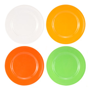 Plastic plates, round colored small plates, melamine imitation porcelain round flat plates, bone plates, snack plates