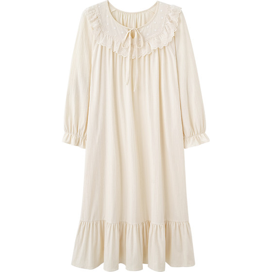 
Princess Mark French long-sleeved nightgown for women autumn new gentle princess style super long nightgown sweet dress