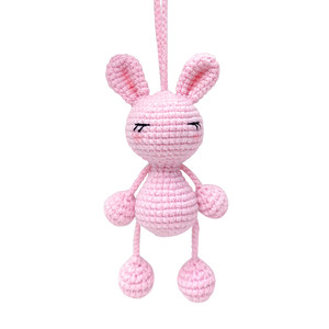 
Wool crocheted sling doll animal bunny knitted finished product pink pendant bag jewelry car decoration