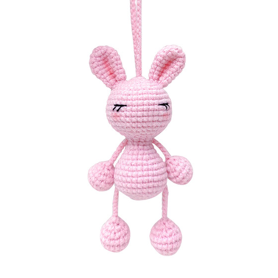 
Wool crocheted sling doll animal bunny knitted finished product pink pendant bag jewelry car decoration