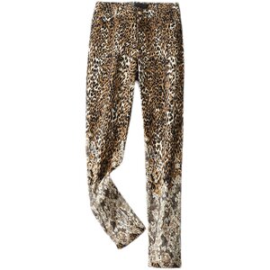 
M2 women's clothing brand discount casual pants for women spring and autumn leopard print fashion trend pure cotton stretch large size pencil pants