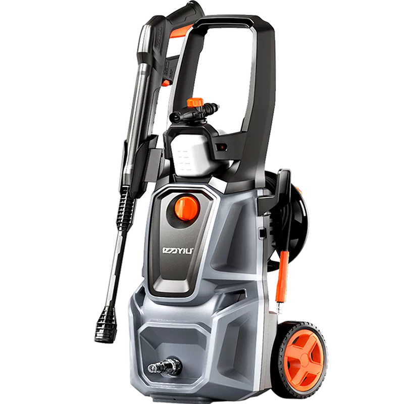 亿力家用洗车机220V高压水枪便携式清洗机滚轮款通水卷
