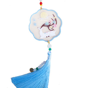 Car cross stitch Ping An Fufu car pendant double -sided embroidery car hook hook handmade DIY material embroidery ornaments
