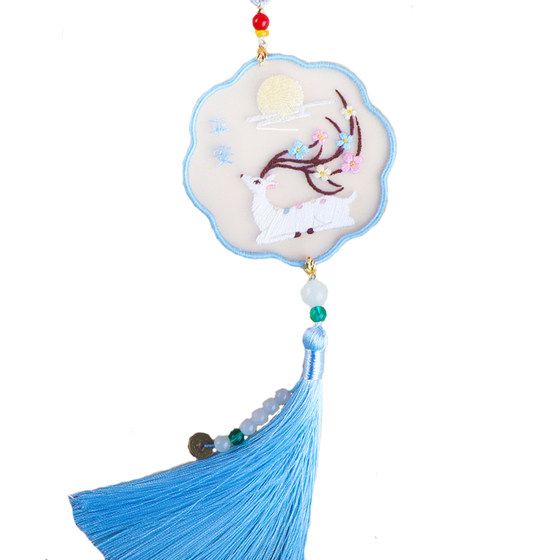 Car cross stitch Ping An Fufu car pendant double -sided embroidery car hook hook handmade DIY material embroidery ornaments
