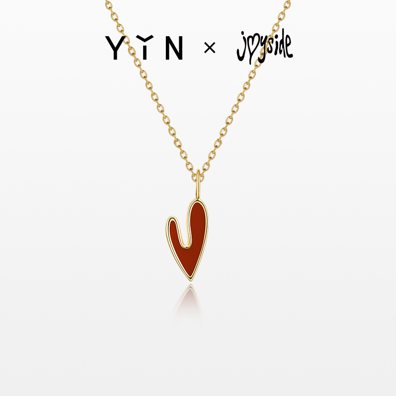 YIN隐「燥热的心」Joyside联名项链 18K金摇滚涂鸦爱心锁骨链礼物