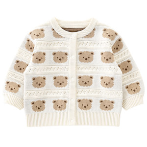 
Malabella baby sweater spring and autumn pure cotton boy and girl knitted thin top cardigan base shirt