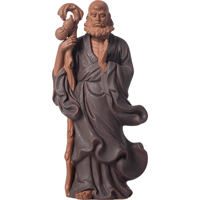 禅意 陶磁 茶道 装飾品  達磨祖師茶寵 茶室茶卓面人 置物 渡江达摩祖师禅意陶瓷人物茶宠摆件茶道茶空间装饰