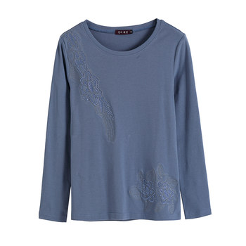 Mom cotton long -sleeved long -sleeved top female autumn clothing outside
