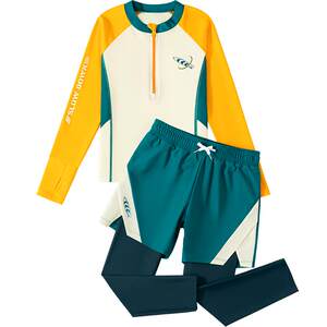 Children's swimsuit boys split long-sleeved long pants swimsuit 2026 new medium and large children boys quick-drying training suit