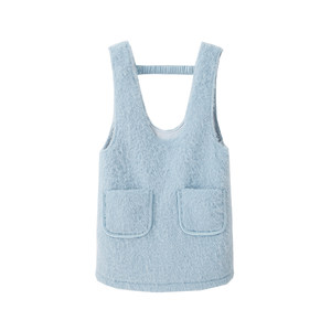 Original design of Ear UAre Walden Blue Laminated Fleece Pocket A-line Vest Dress Dress
