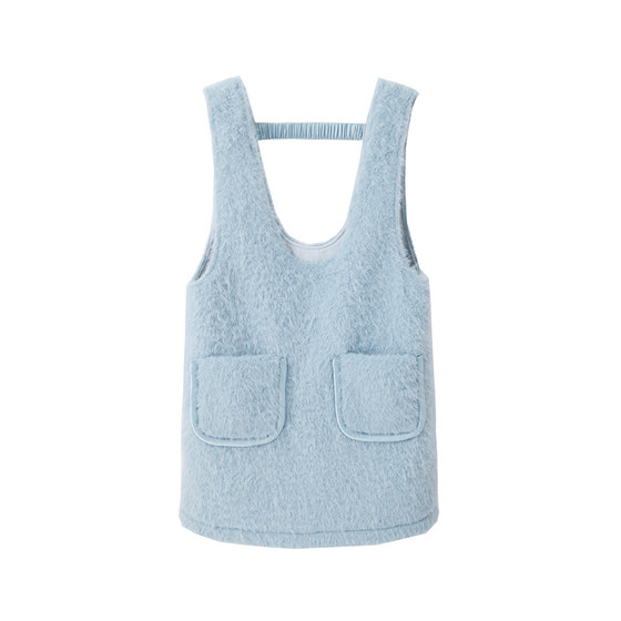 Original design of Ear UAre Walden Blue Laminated Fleece Pocket A-line Vest Dress Dress
