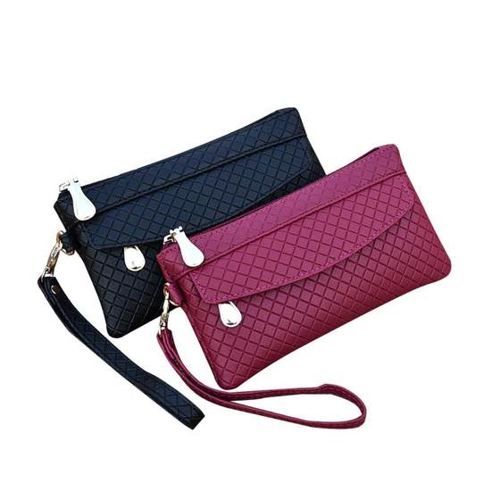 
New women's wallet Korean clutch bag trendy simple mobile phone bag temperament plaid coin wallet small bag
