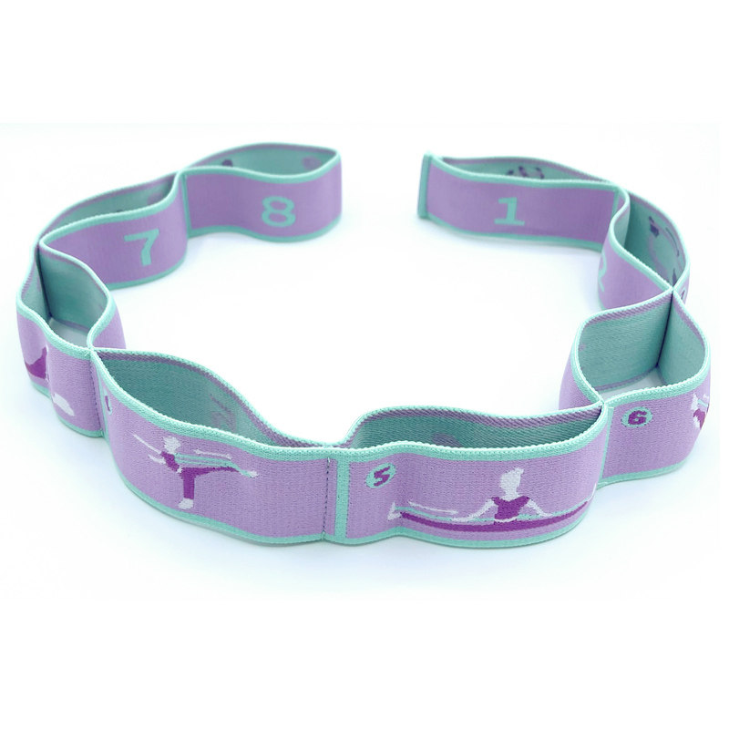 Lot De 2 Bandes De Yoga Et Stretching – 90 Cm (8 Boucles) Violet + 110 Cm (9 Boucles) Bleu – En Nylon Et Latex, Pour Pilates, Danse Et Musculation