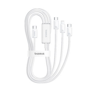 Baseus charging cable ice-permeable three-in-one data cable one-to-three multi-function fast charging car three-head cable suitable for Apple 17 mobile phone Huawei typec Android 16 official tablet iPhone 15 plug