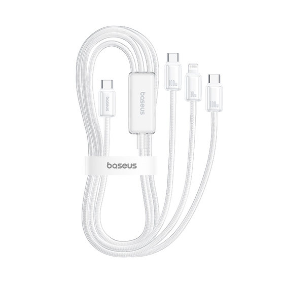 Baseus charging cable ice-permeable three-in-one data cable one-to-three multi-function fast charging car three-head cable suitable for Apple 17 mobile phone Huawei typec Android 16 official tablet iPhone 15 plug