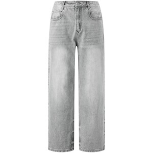 
CHINISM丨Heavy gray distressed jeans for men in spring washed straight trousers/CXHB42N6022
