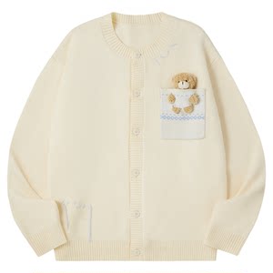 PSO Brand Men's and Women's Removable Doll Imitation Rabbit Velvet Bear Knitted Cardigan Couple Sweater Coat