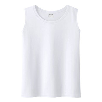White pure cotton straight round neck camisole for women