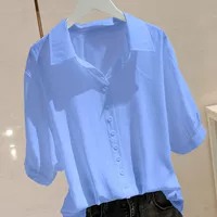 Тонкая рубашка, сексуальный жакет, V-образный вырез, коллекция 2022, в корейском стиле, оверсайз, по фигуре