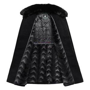 Middle -aged and elderly men's clothing plus velvet and thick hair woolen coat in winter middle -aged dad winter clothing long ski trench coat