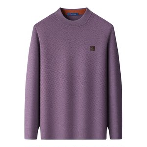 
Cashmere + Silk Montagut Men's Autumn and Winter Sweater Ribbed Round Neck Pullover Bottoming Warm Sweater Z